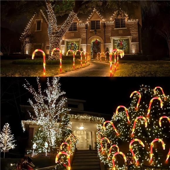 24 Pack Waterproof Solar Christmas Candy Cane Lights, Stake Lights with 8 Modes - Picture 7 of 7